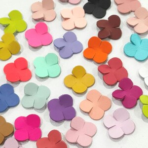 Leather Flower Cutouts, Colorful Floral Shapes, DIY Craft Supplies, 25mm, 50 Pcs image 4