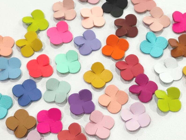 Leather Flower Cutouts, Colorful Floral Shapes, DIY Craft Supplies, 25mm, 50 Pcs image 4