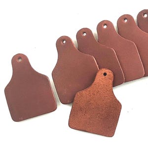 Brown Genuine Leather Ear Tag Blank - 6 Sizes