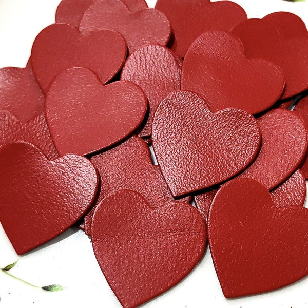 Heart Shape, Leather Heart, 6 Sizes, RED, Genuine Leather, Heart Die Cut, Leather Heart Die Cut, DIY Projects.