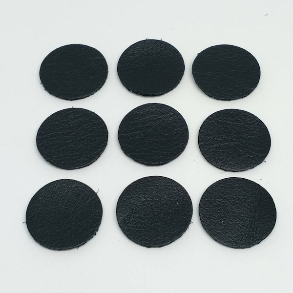 Forme de cercle, cercle en cuir blanc, noir et blanc, 11 tailles, cercle en cuir, cuir arrondi, étiquette en cuir vierge, étiquette en cuir de vache.