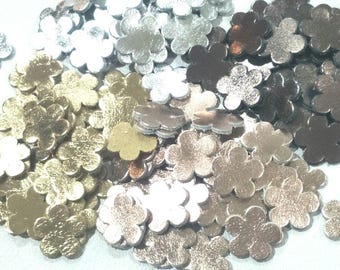 Gestanste bloemen metallic leer: goud, zilver, roze goud - doe-het-zelfartikelen