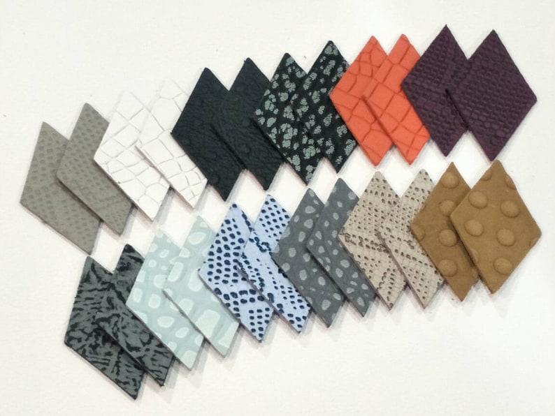 12 Pairs Mixed Colors Diamonds Cut Outs. Diamonds Die Cut 50mm Textured Leather Diamonds 40mm NEW High Diamonds Shape 24 pcs.