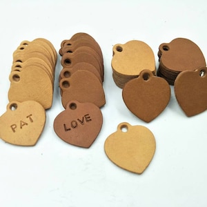 Heart Shape, Blank Leather Heart Tag, 30mm.3 cm., Leather Heart Dog Tag, Leather Pet Tag, Leather Dog ID Tag, Cat ID Tag, Leather Tag. image 3