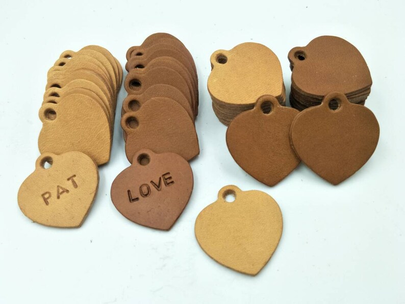 Heart Shape, Blank Leather Heart Tag, 30mm.3 cm., Leather Heart Dog Tag, Leather Pet Tag, Leather Dog ID Tag, Cat ID Tag, Leather Tag. image 4