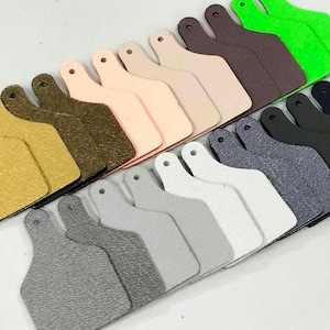 Metallic Leather Ear Tag Blanks: Mixed Colors, 2 Sizes - 24 Pcs