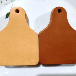 Vegetable Tanned Leather Ear Tag Blank: 6 Sizes, Natural or Tan