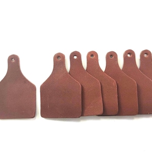 Genuine Leather Ear Tag Blanks: Brown Craft Supplies, 2 Sizes, 20 Pcs