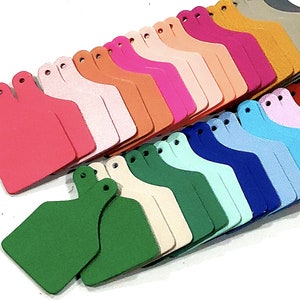 Leather Ear Tag Blank, 2 Sizes, 24 Pieces, Mixed Colors, Genuine Leather, Blank Leather Tag, Leather Cow Tag, Blank Leather Ear Tag