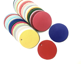 Colorful Leather Round Tags, DIY Jewelry Supplies, Pastel & Bright Discs
