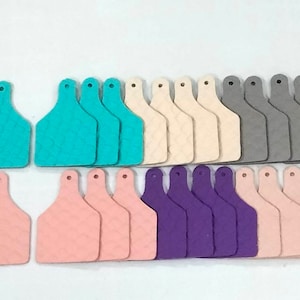 Embossed Leather Ear Tag Blanks: Mixed Colors, 24 Pcs (1 1/4&quot;x2&quot;)