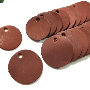 Blank Round Leather Tag: Brown Pet ID, 2 Sizes