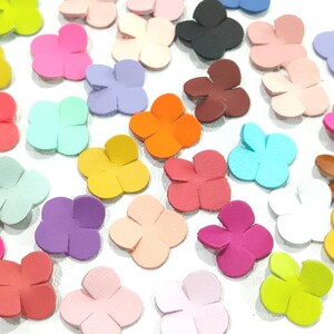 Leather Flower Cutouts, Colorful Floral Shapes, DIY Craft Supplies, 25mm, 50 Pcs image 2
