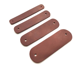 Blank Leather Tag, Blank Leather Rectangle with Rounded Edges, 4 Sizes, Brown, Leather Cow Tag, Leather Tag for Knitting