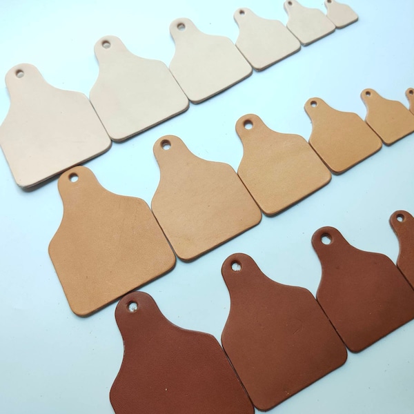 Leather Ear Tag Blank, 6 Sizes, Vegetable Tanned Leather, Blank Leather Tag, Leather Cow Tag, Blank Leather Ear Tag.