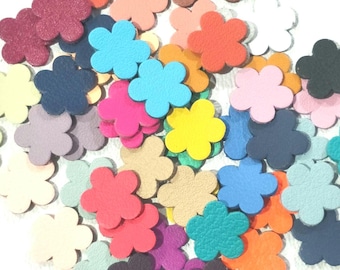 Leather Flower Die Cuts: Mixed Colors, 6 Sizes, DIY Craft Supply