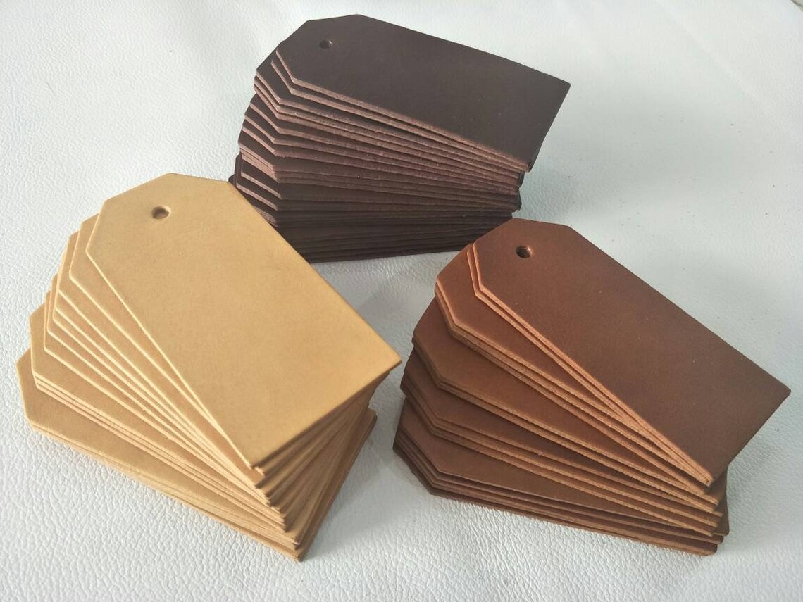 Blank Vegetable Tanned Leather Tags with Hole 2 Sizes Etsy
