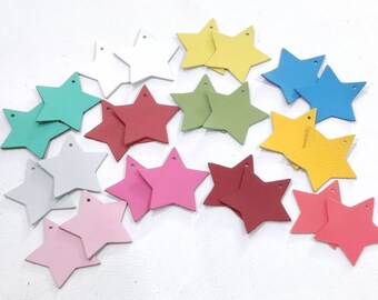 Leather Star Tags: 50mm Mixed Color DIY Craft Supplies (20 Pcs.)