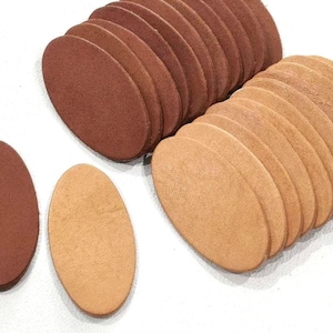 Vegetable Tanned Leather Oval Die Cuts: Natural & Tan, 5 Sizes