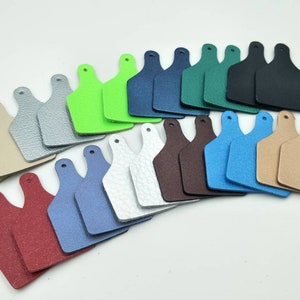 Metallic Leather Ear Tag Blanks: Mixed Colors, 24 Pieces, 2&quot; High