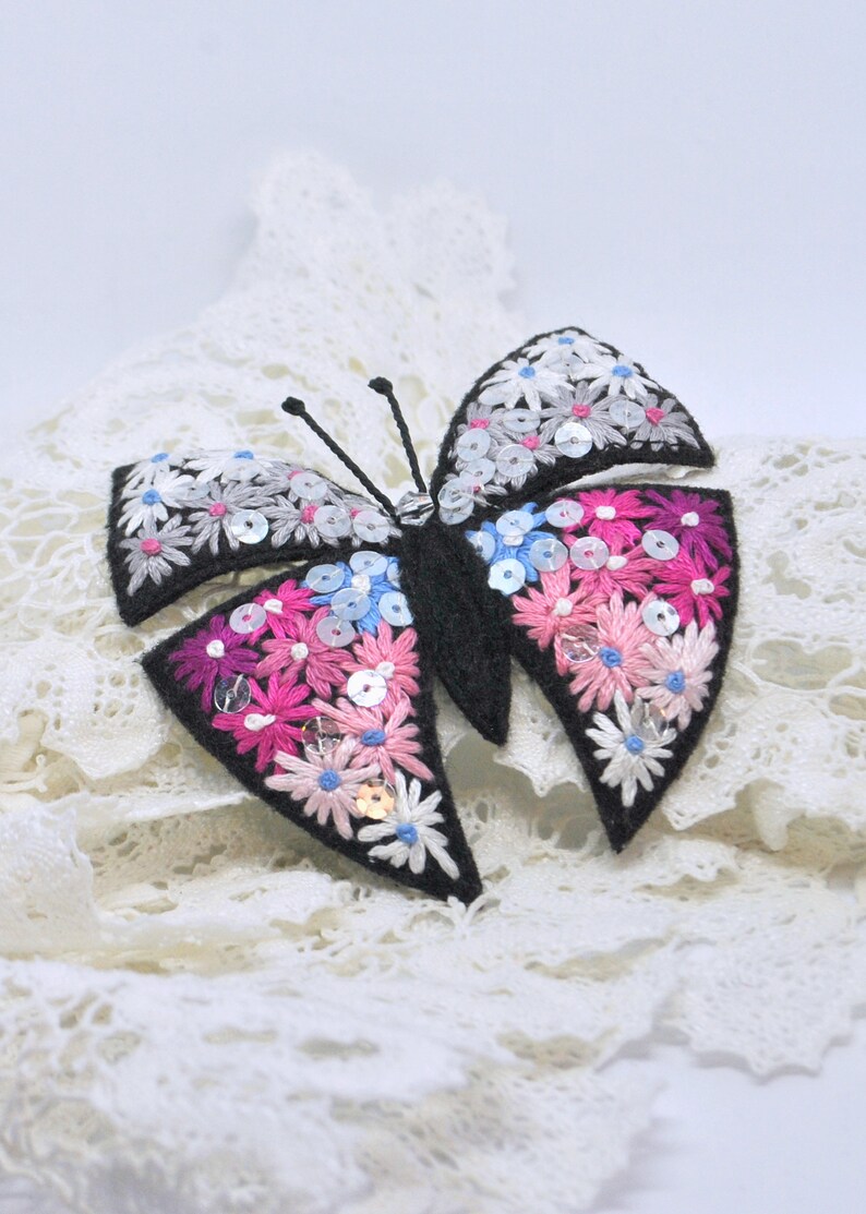Butterfly brooch Gift idea for mom Flower hand miniature Etsy