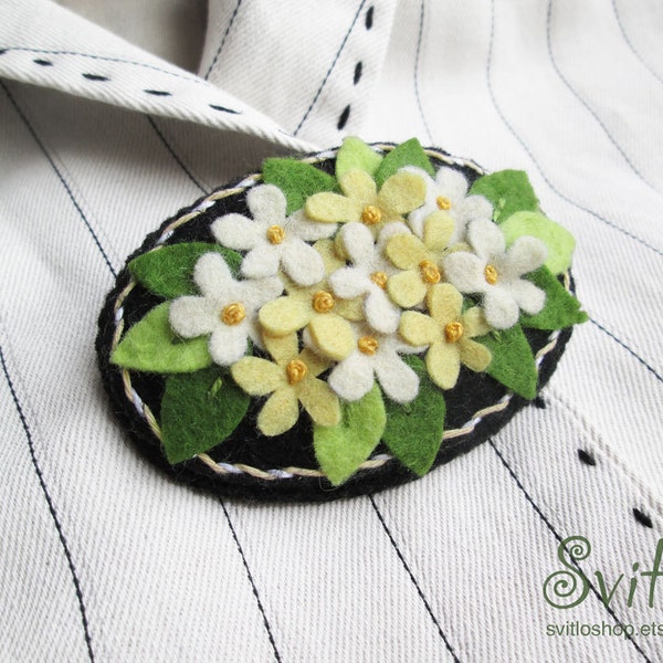 Textile Felt Brooch | Flowers Brooch | Spring Handmade Brooch | Tea Apple Bright Brooch Pin | Creative Original Brooch | Idea for Gift