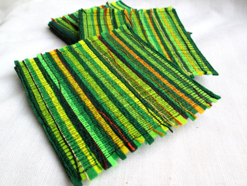 2 Green felt coasters Fabric coaster set Handmade drink Etsy
