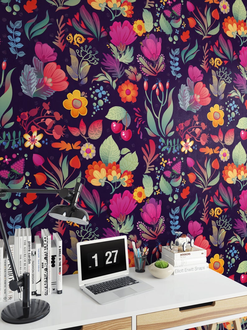 Floral / SelfAdhesive Wallpaper / Removable Wallpaper / Etsy