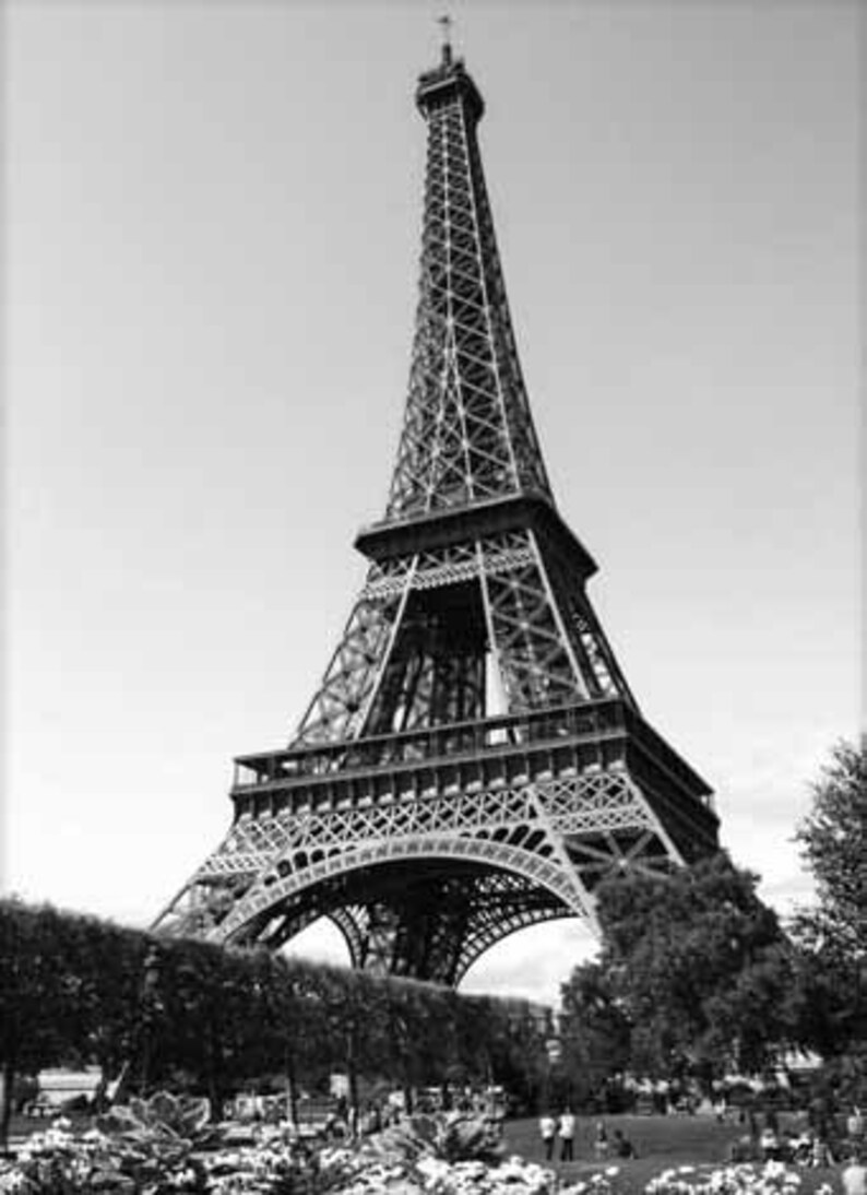 Black and white Eiffel Tower Art Paris Print Instant Download | Etsy