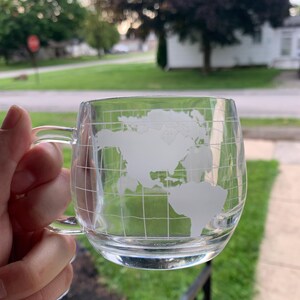 Vintage Nestlé World Map Glass Mug / Tumbler – Heavy Pressed Glass Corporate Promo Drinkware