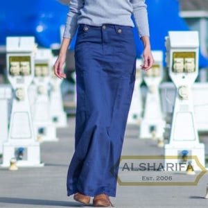 40&quot; Long Cotton Twill Skirt - Women&#39;s Modest Skirts - NAVY Color Fabric STYLE S103 / BA036