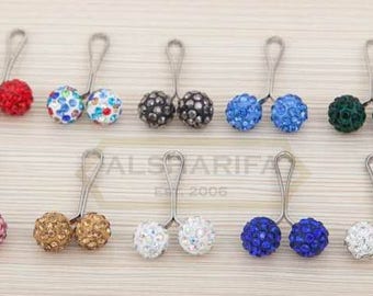 12 X Scarf Safety Clips | Hijab Safety Pinless Clip [Model: Rhinestone Ball]