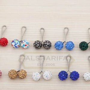 12 X Scarf Safety Clips | Hijab Safety Pinless Clip [Model: Rhinestone Ball]