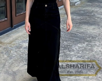 40" Long Denim Skirt - Women's Modest Skirts - Jeans Fabric Black Style BA0022