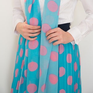 37&quot; Long Lined Pleated Chiffon Skirt | Women Maxi Skirts Turquoise | Matching Scarf Included | [NYQZ-753]
