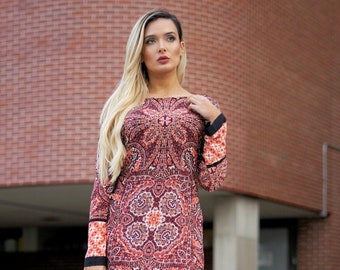 37" Long Multi-color Printed Dress | Long Indian Tunic / Dress | Indian Kurti [FZ-005]