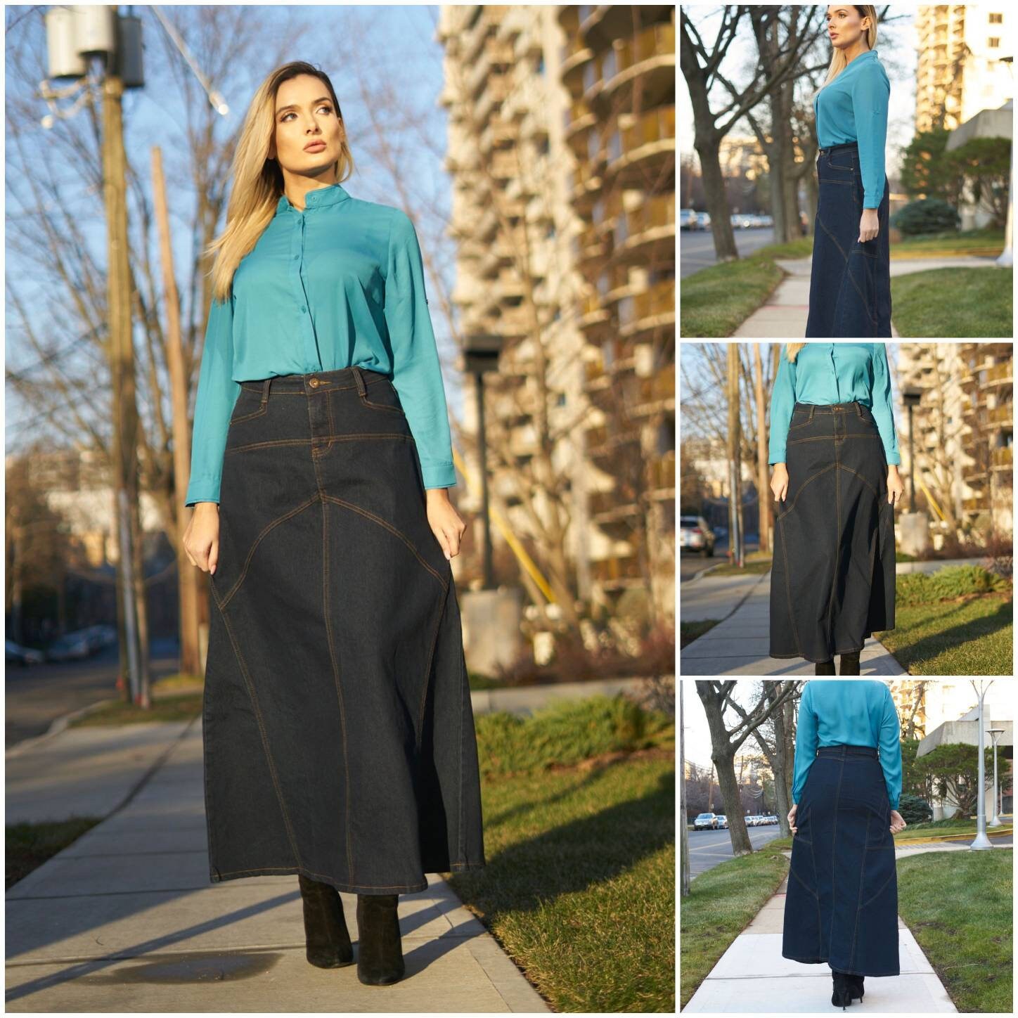 41 Long Denim Skirt Women's Modest Skirts ECO Etsy