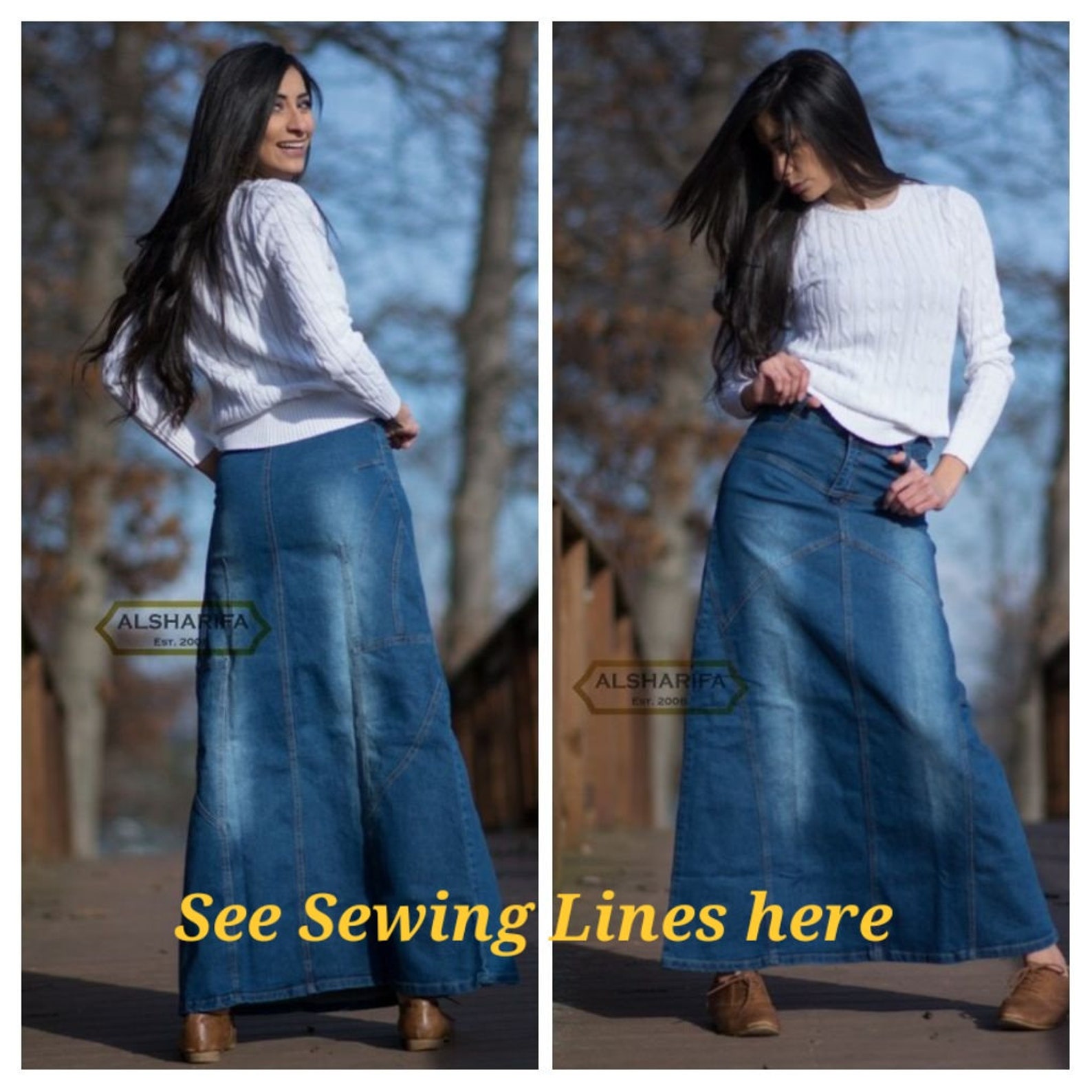 40 Long Denim Skirt Women's Modest Skirts Jeans Etsy