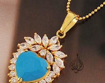 Elaborate Heart Pendant | Gold-plated | Premium Crystals | CZ Stones | PDT-1250