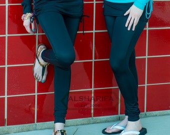 Full Cover Modest Swim Leggings | Black Skirted Swim Pants | Resort Collectio | Premium Quality