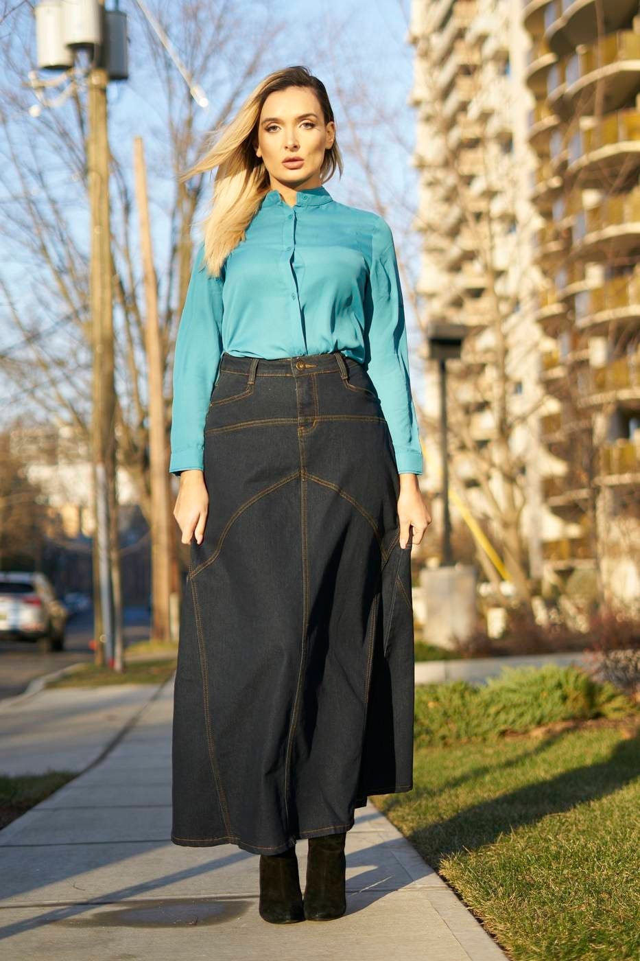 41 Long Denim Skirt Women's Modest Skirts ECO Etsy