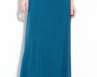 Ruched Long Jersey Maxi Skirt