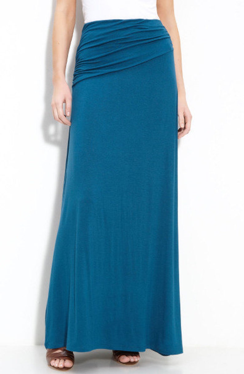 Ruched Long Jersey Maxi Skirt Etsy