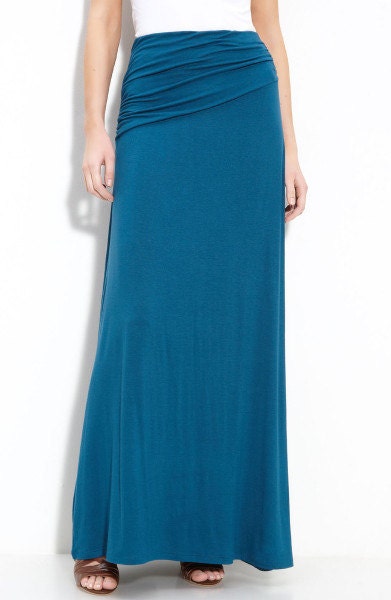 Ruched Long Jersey Maxi Skirt - Etsy