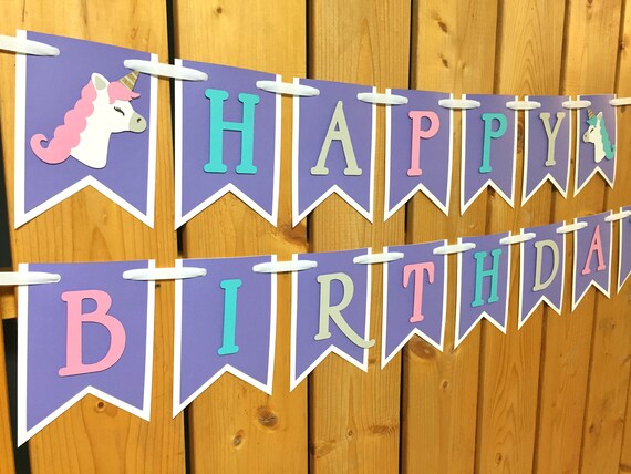 Custom Unicorn Happy Birthday Banner Custom Banner Birthday Etsy