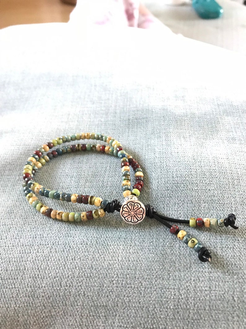 Leather Beaded Wrap Bracelet Leather Beaded Wrap Bracelet For Women Seed Bead Wrap Bracelet Native American Wrap Bracelet Bracelet