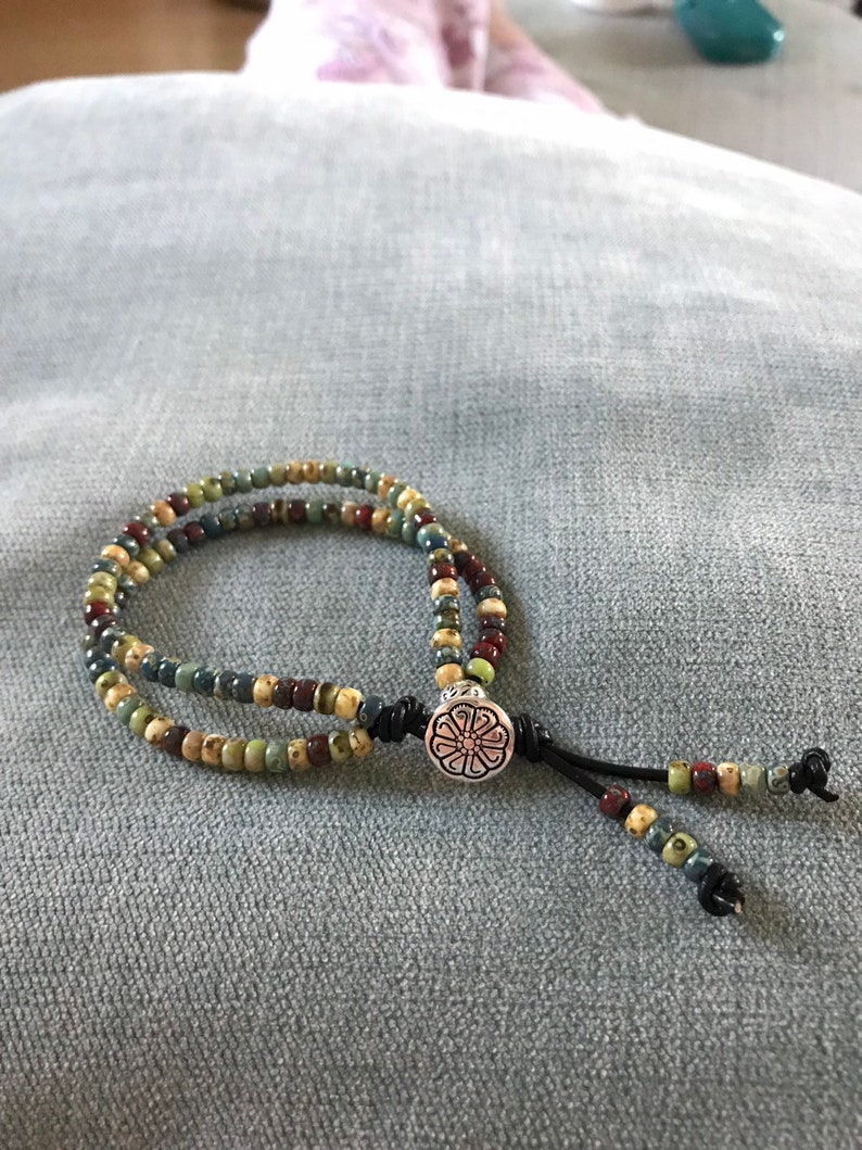 Leather Beaded Wrap Bracelet Leather Beaded Wrap Bracelet For Women Seed Bead Wrap Bracelet Native American Wrap Bracelet Bracelet