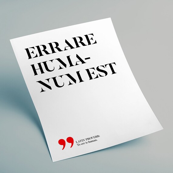 Errare Humanum Est Lateinische Druckbare Zitate Lateinische Sprüche Lateinische Sprüche Lateinische Philosophie Druckbare Wandkunst Instant