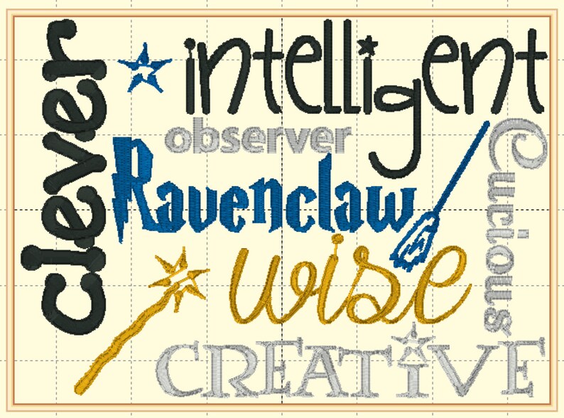 5x7 Ravenclaw House Traits Embroidery Design Harry Potter Etsy