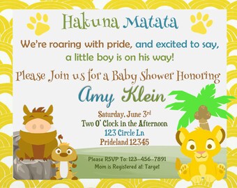 Lion King Baby Shower Invitation